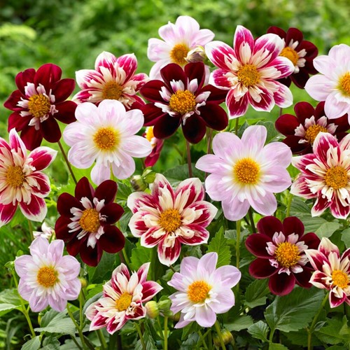 Dahlias collarette Charlotte en mélange